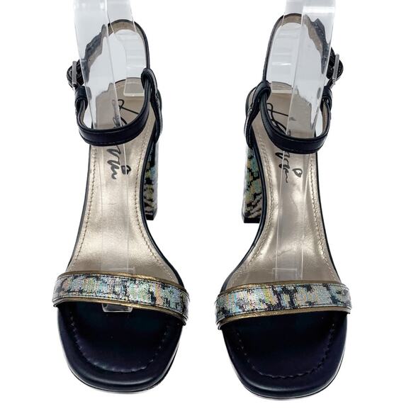 Lanvin Rainbow holographic block heel metallic ankle wrap sandals size 38.5 - Picture 8 of 15
